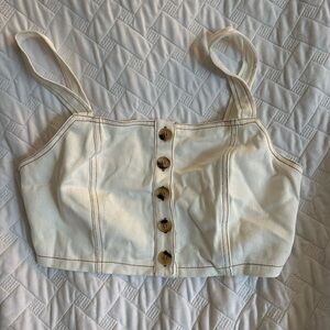 White Denim Crop Top